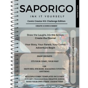 Saporigo Ink It Yourself Comic Creator Kit Challenge Edition | 152 Pages | Advanced Comic Drawing Workbook | Dynamic Panel Layouts for Manga & DIY Comics | Spiral Bound | ISBN 978-81-987846-1-2