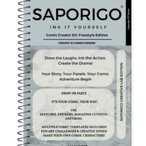 Saporigo Ink It Yourself Comic Creator Kit Freestyle Edition | 176 Pages | Blank Comic Book for Artists | Open Layouts for DIY Comics, Webtoons & Graphic Novels | Spiral Bound | ISBN 978-81-987846-6-7