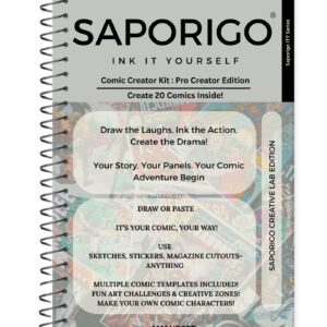 Saporigo Ink It Yourself Comic Creator Kit Pro Creator Edition | 306 Pages | Advanced Comic Drawing & Graphic Novel Planner | Professional Panel Systems | Spiral Bound | ISBN 978-81-987846-2-9