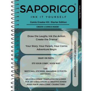Saporigo Ink It Yourself Comic Creator Kit Starter Edition | 98 Pages | DIY Blank Comic Book Journal | Beginner Drawing & Storytelling Workbook | Spiral Bound | ISBN 978-81-987846-0-5