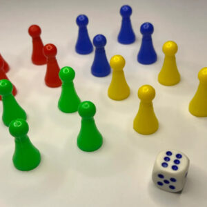 SAPORIGO Premium Ludo Game Accessories Set | 16 Multicolor Pawns (Tower Shape) with Dice | Replacement Tokens