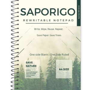 SAPORIGO A4 Reusable Dry-Erase Notebook | Write with Whiteboard Marker, Wipe & Reuse | Eco-Friendly Practice Pad