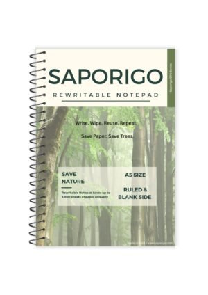 SAPORIGO A5 Rewritable Notebook | Lined & Blank Pages | Write, Wipe & Reuse | Eco-Friendly Daily Pad