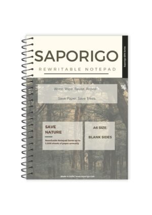 Product name SAPORIGO A6 Rewritable Pocket Notebook | All Blank Coated Pages | Write, Wipe & Reuse | Eco-Friendly Quick Notes & Sketches
