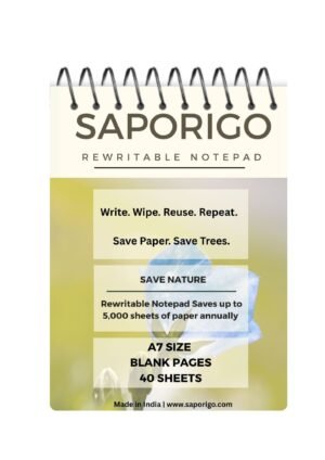 SAPORIGO A7 Reusable Pocket Diary Notebook | 40 Sheets (80 Pages) | All Blank Coated Pages | Write, Wipe & Reuse Mini Handy Pad